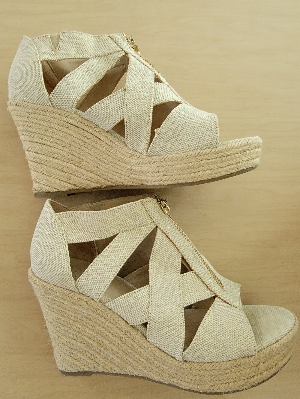 A New Day Target Cream Strappy Espadrille Wedge Sandals - Women Size 8.5